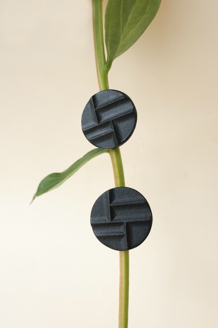Mondrian Black - kolczyki z porcelany Parian - Kyuka Design